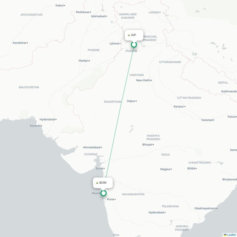 AIP - BOM route map