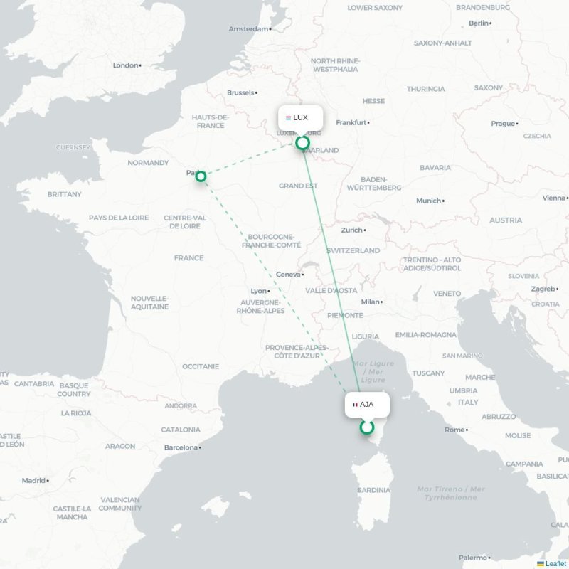 AJA - LUX route map
