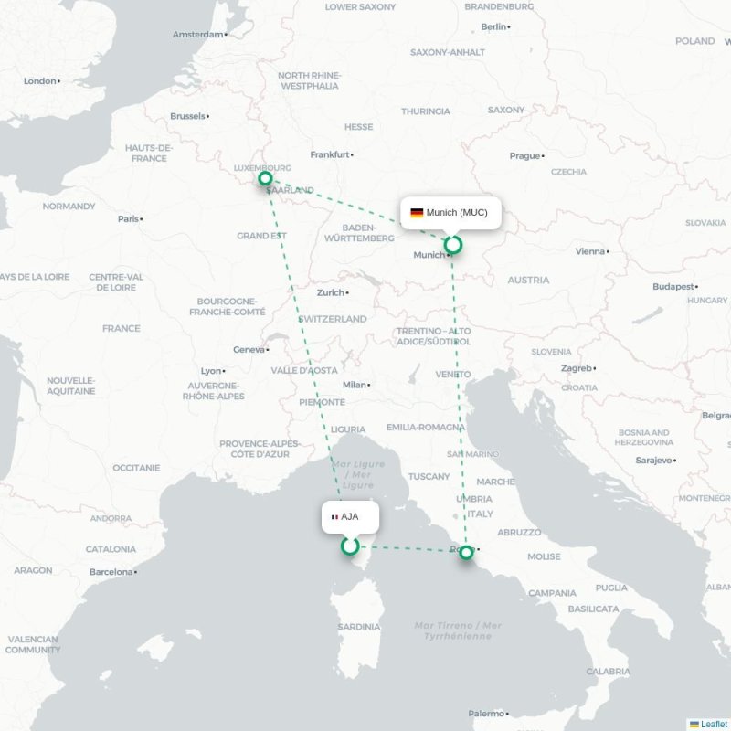 AJA - MUC route map