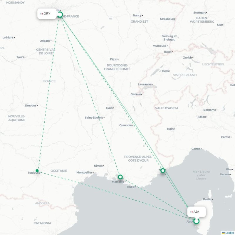 AJA - ORY route map