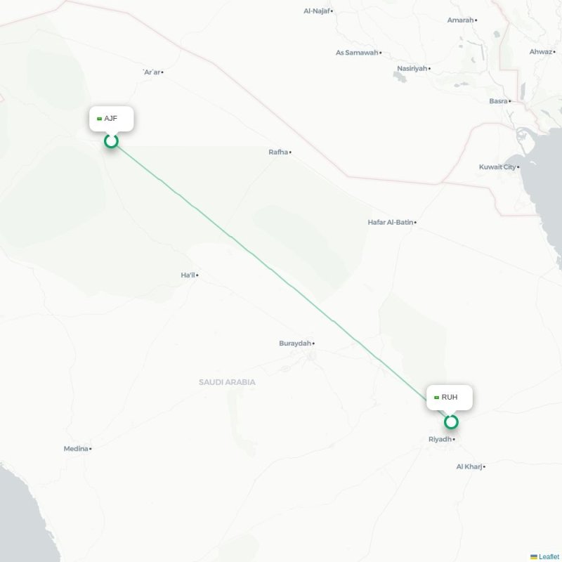 AJF - RUH route map