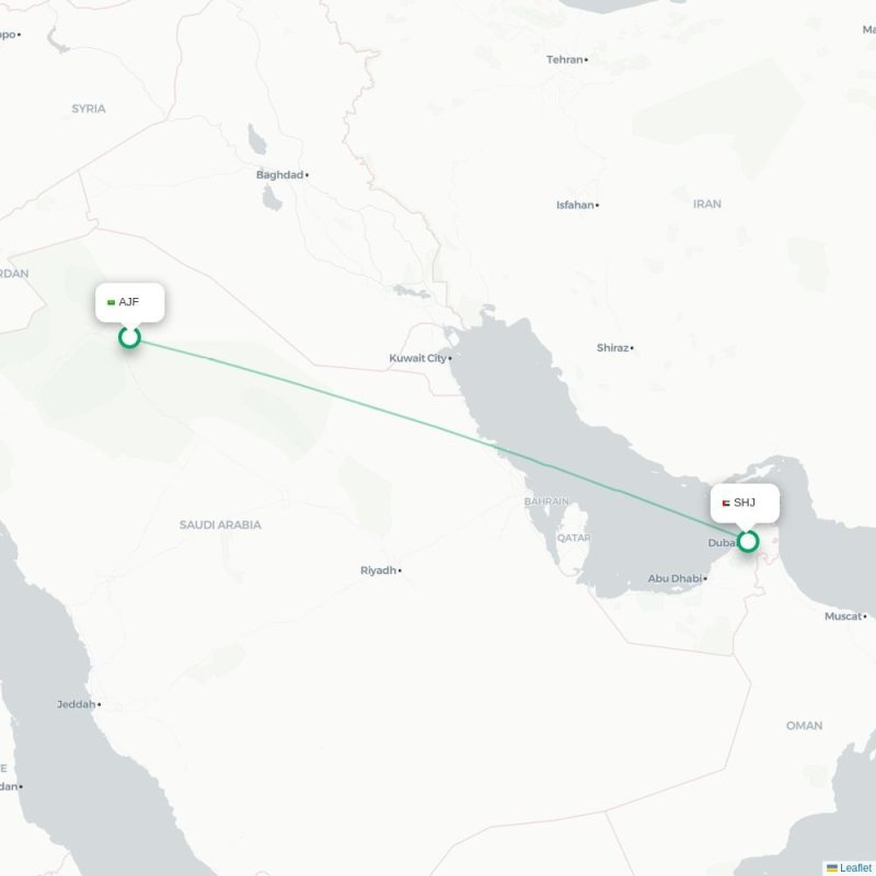 AJF - SHJ route map