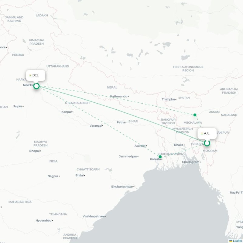 AJL - DEL route map