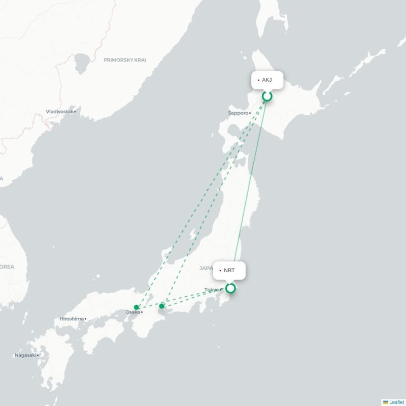 AKJ - NRT route map
