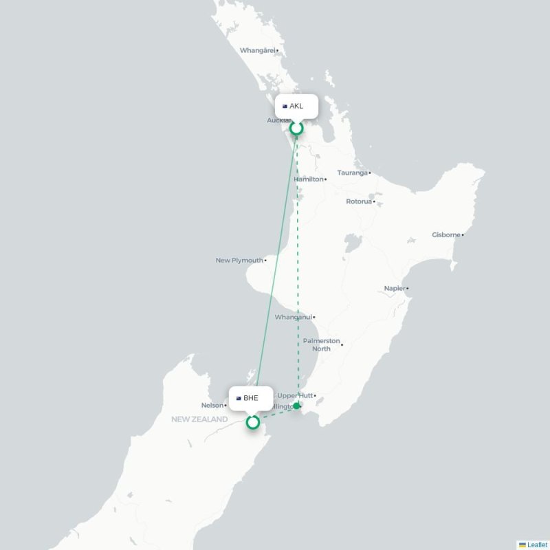 AKL - BHE route map