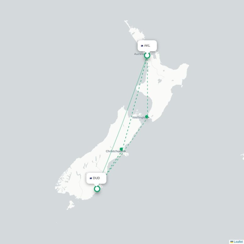 AKL - DUD route map