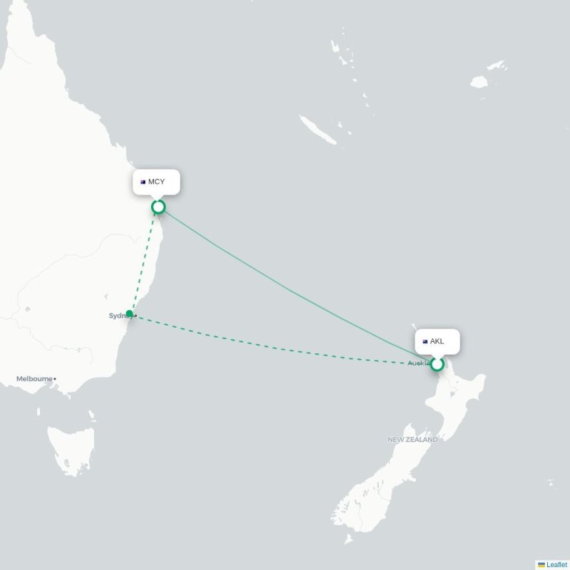 AKL - MCY route map