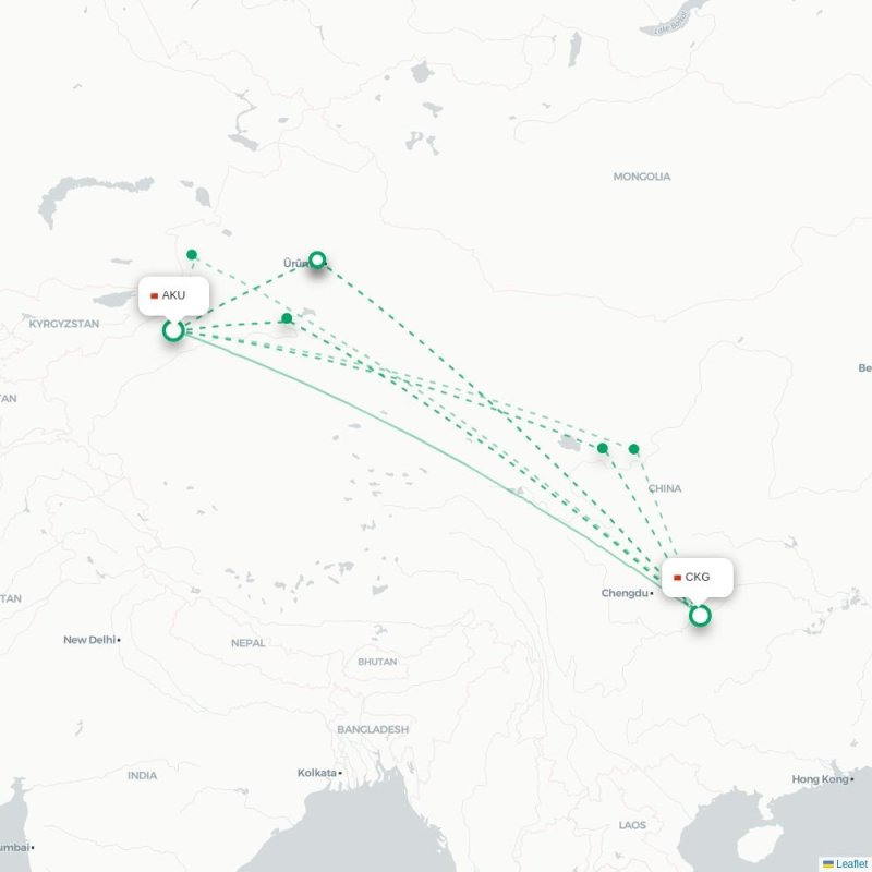 AKU - CKG route map
