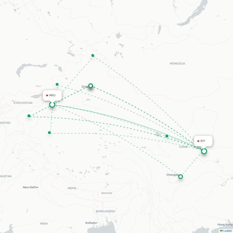 AKU - XIY route map