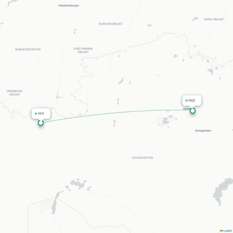 AKX - NQZ route map
