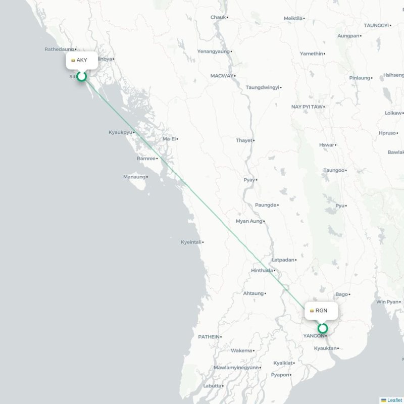 AKY - RGN route map