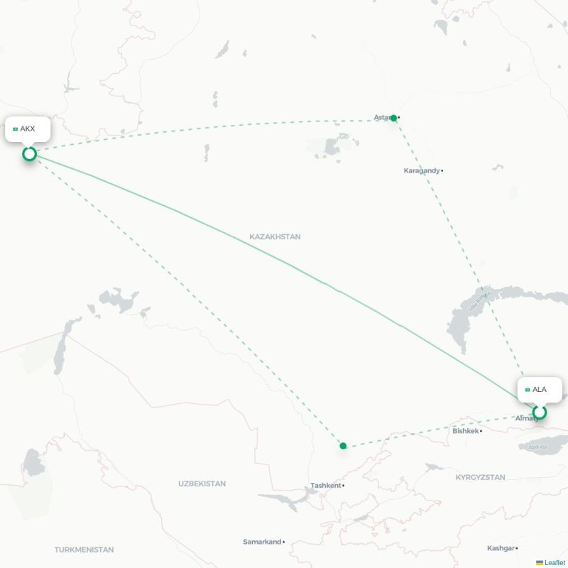 ALA - AKX route map