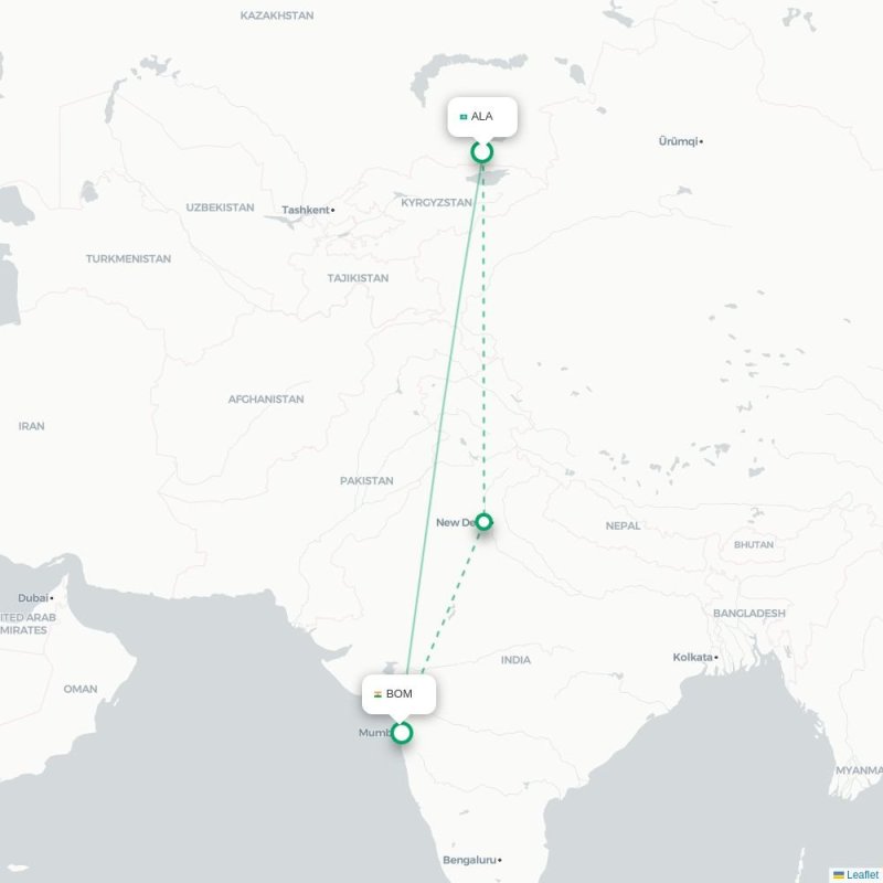 ALA - BOM route map