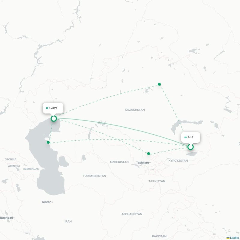 ALA - GUW route map