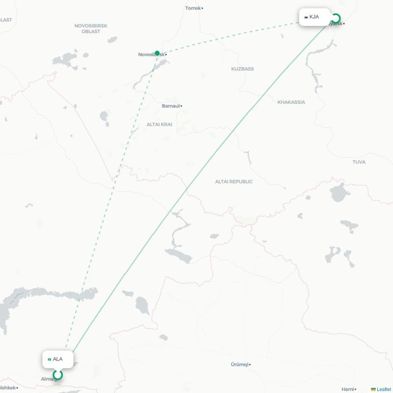 ALA - KJA route map