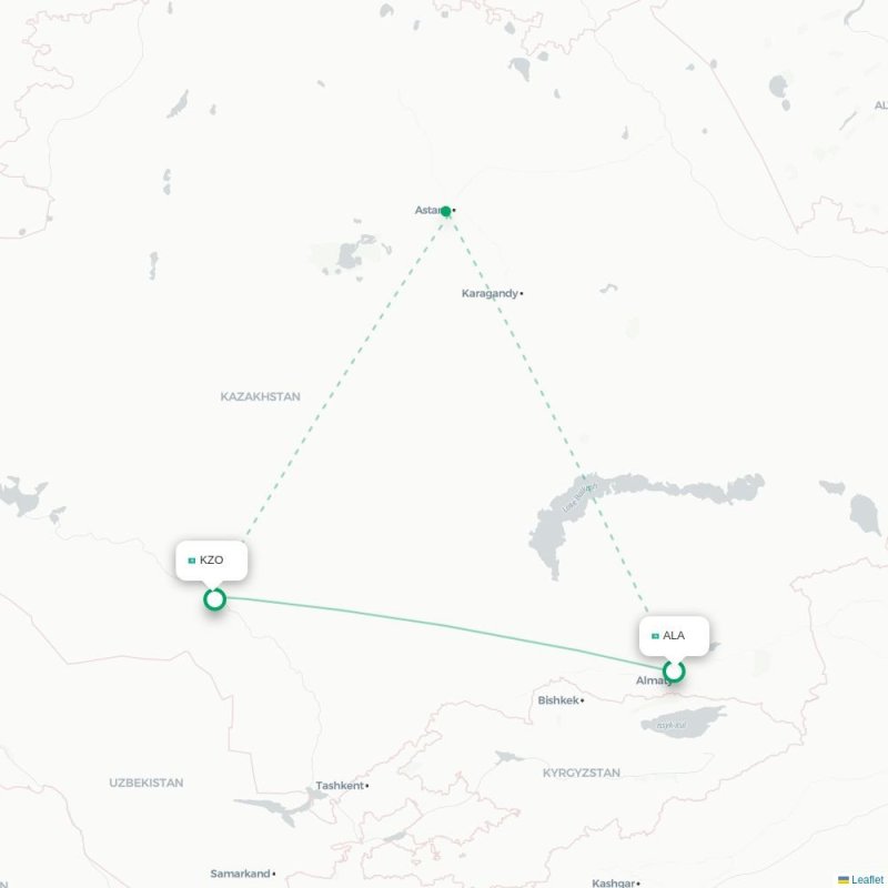 ALA - KZO route map