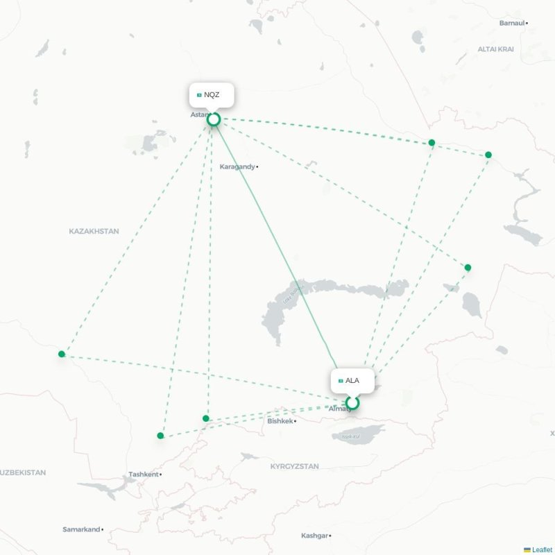 ALA - NQZ route map