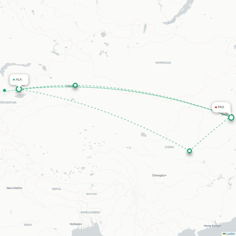 ALA - PKX route map