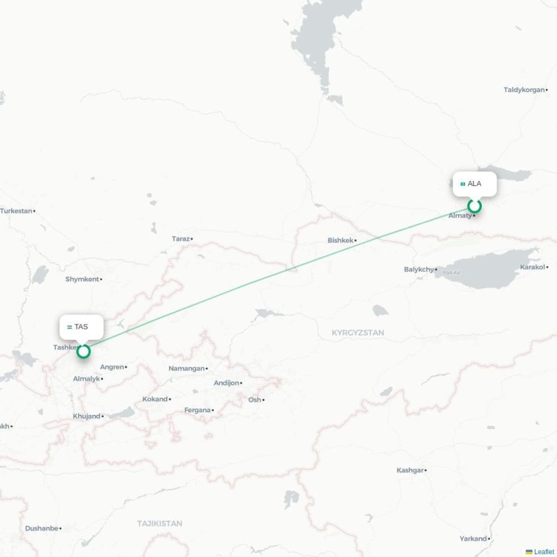 ALA - TAS route map