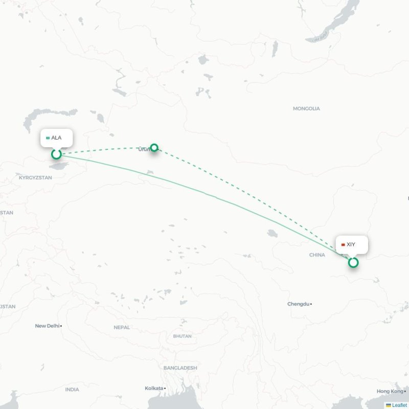 ALA - XIY route map