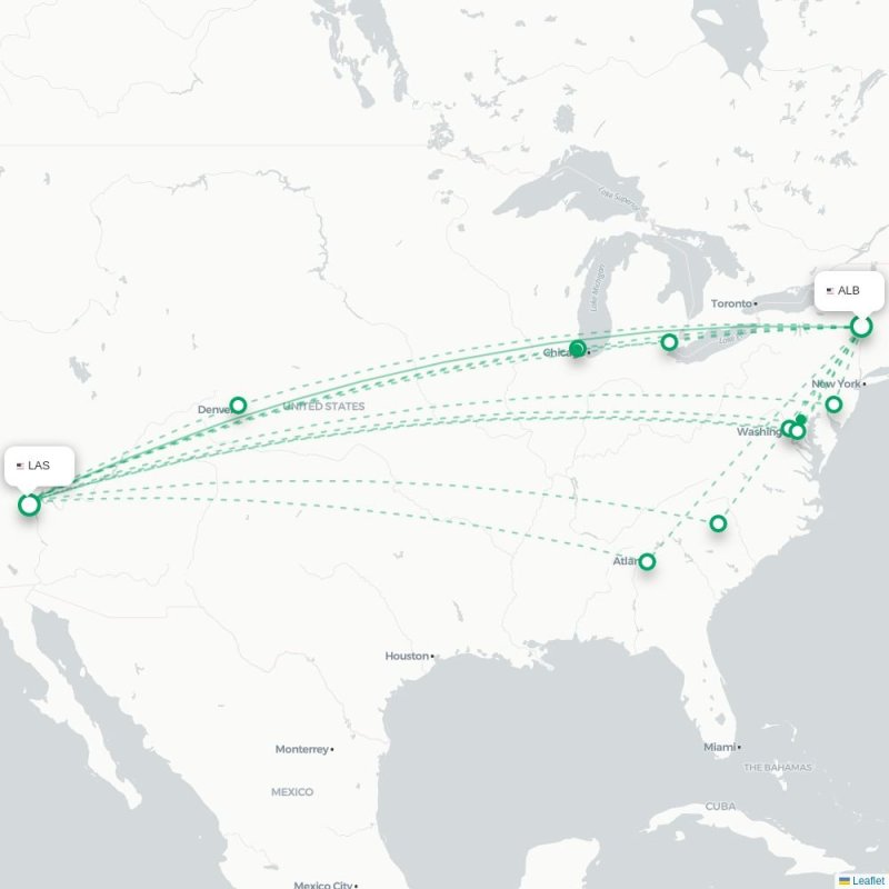 ALB - LAS route map