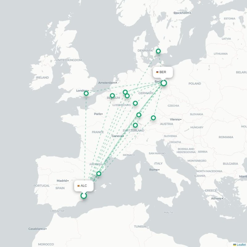ALC - BER route map