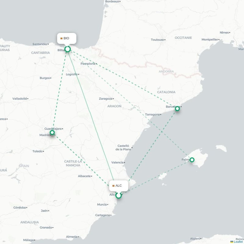 ALC - BIO route map