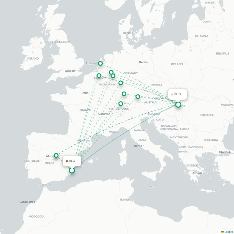 ALC - BUD route map