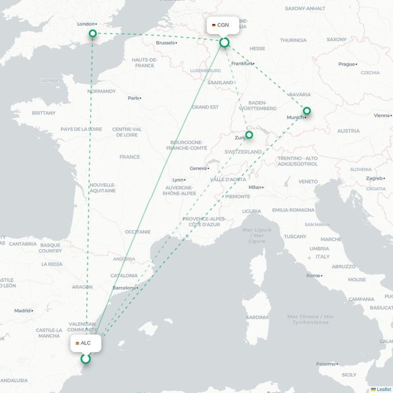 ALC - CGN route map