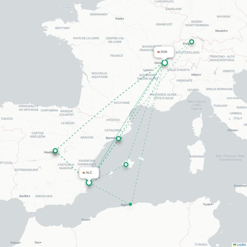 ALC - GVA route map