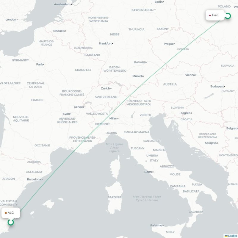 ALC - LCJ route map