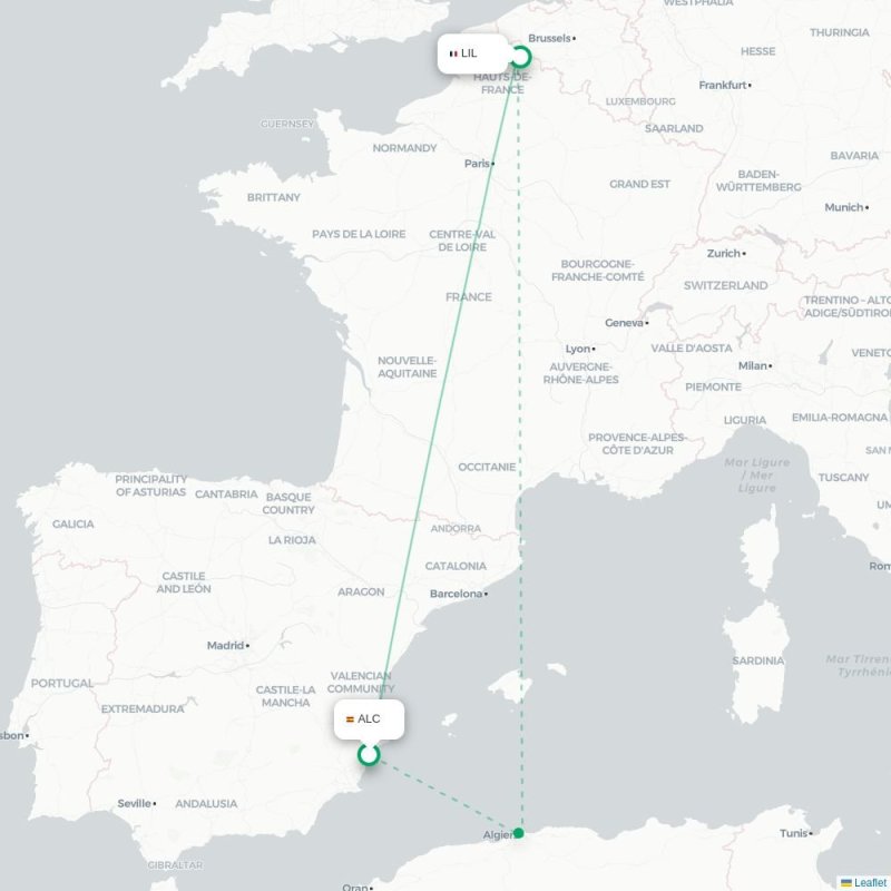 ALC - LIL route map