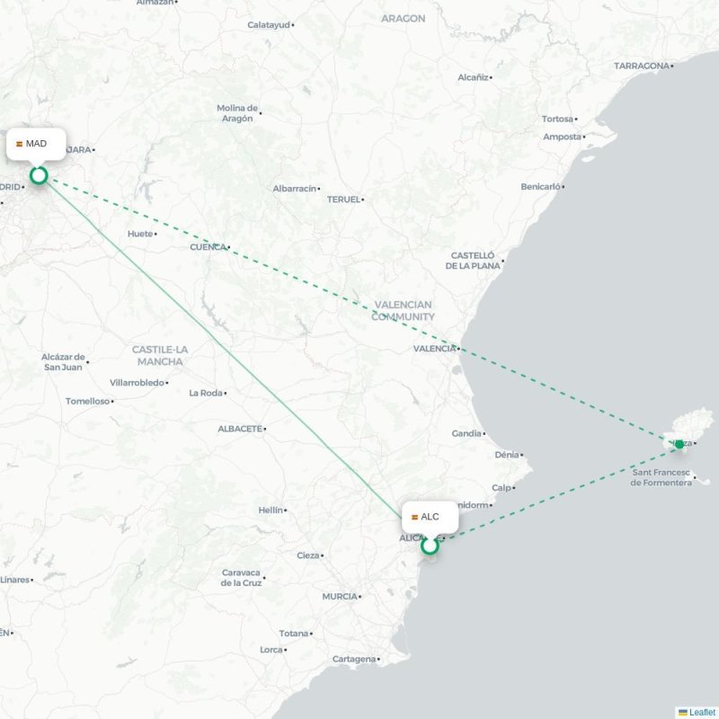 ALC - MAD route map