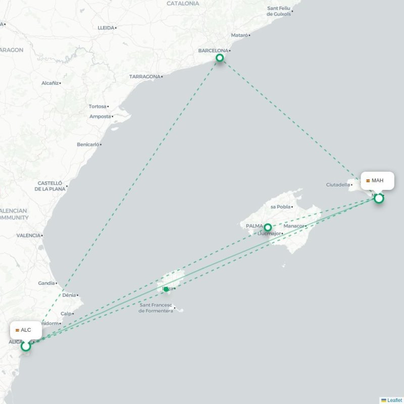 ALC - MAH route map