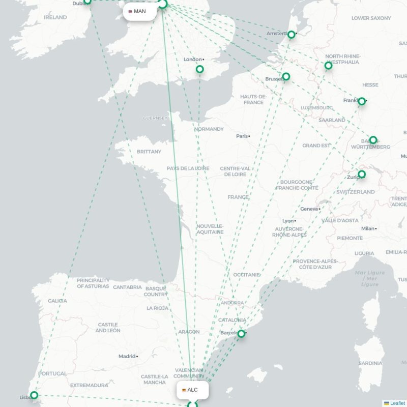 ALC - MAN route map