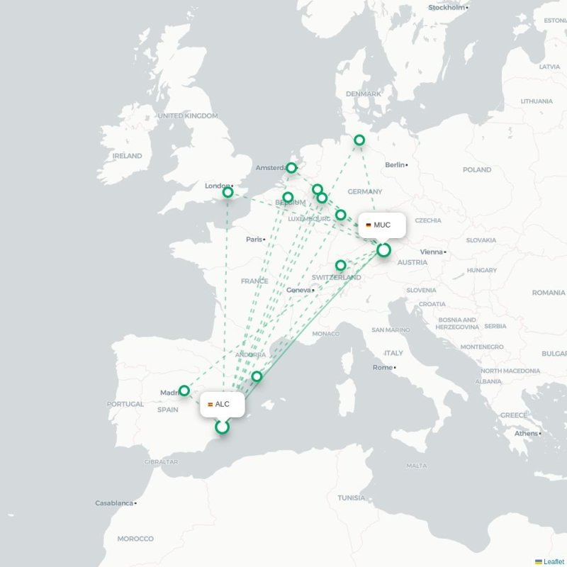 ALC - MUC route map