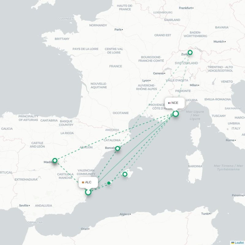 ALC - NCE route map