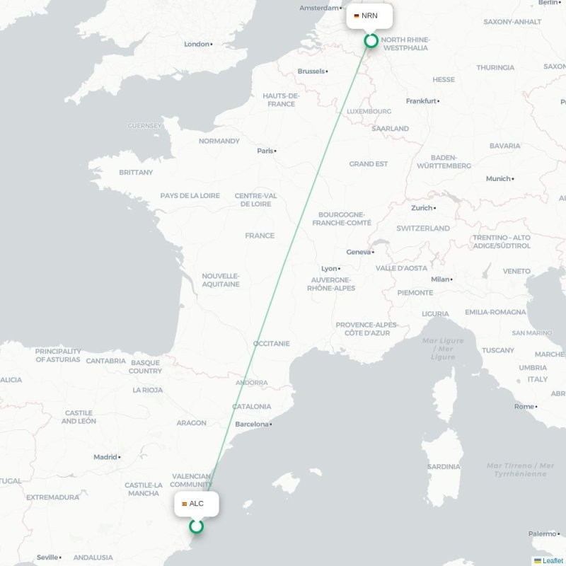 ALC - NRN route map