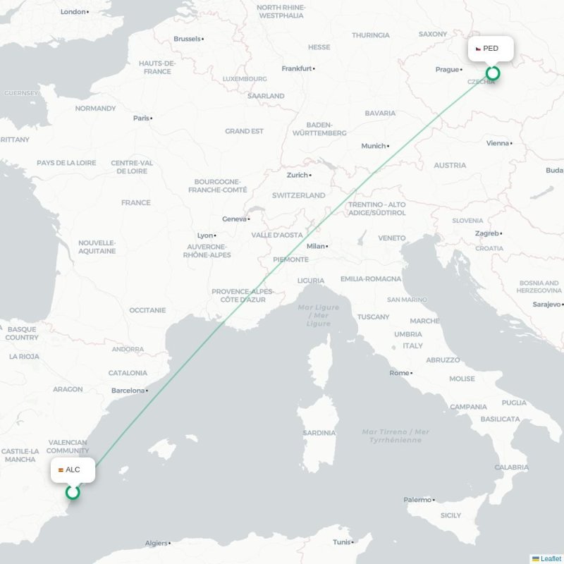 ALC - PED route map