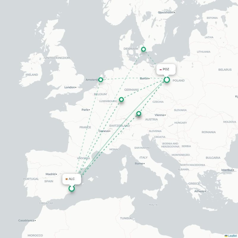 ALC - POZ route map
