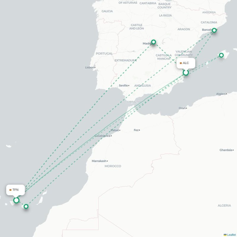ALC - TFN route map