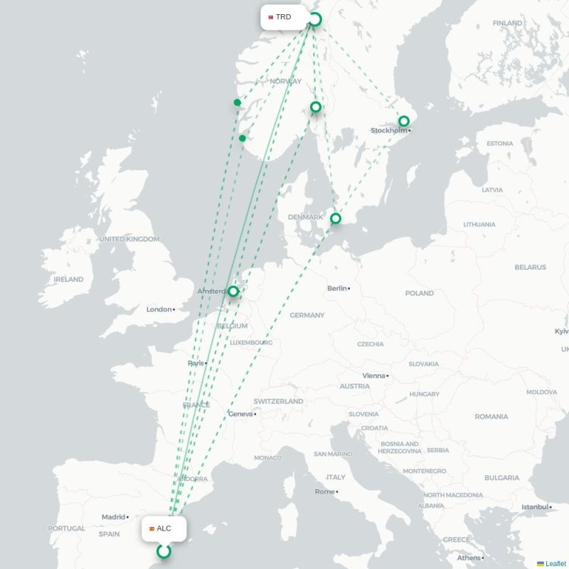 ALC - TRD route map