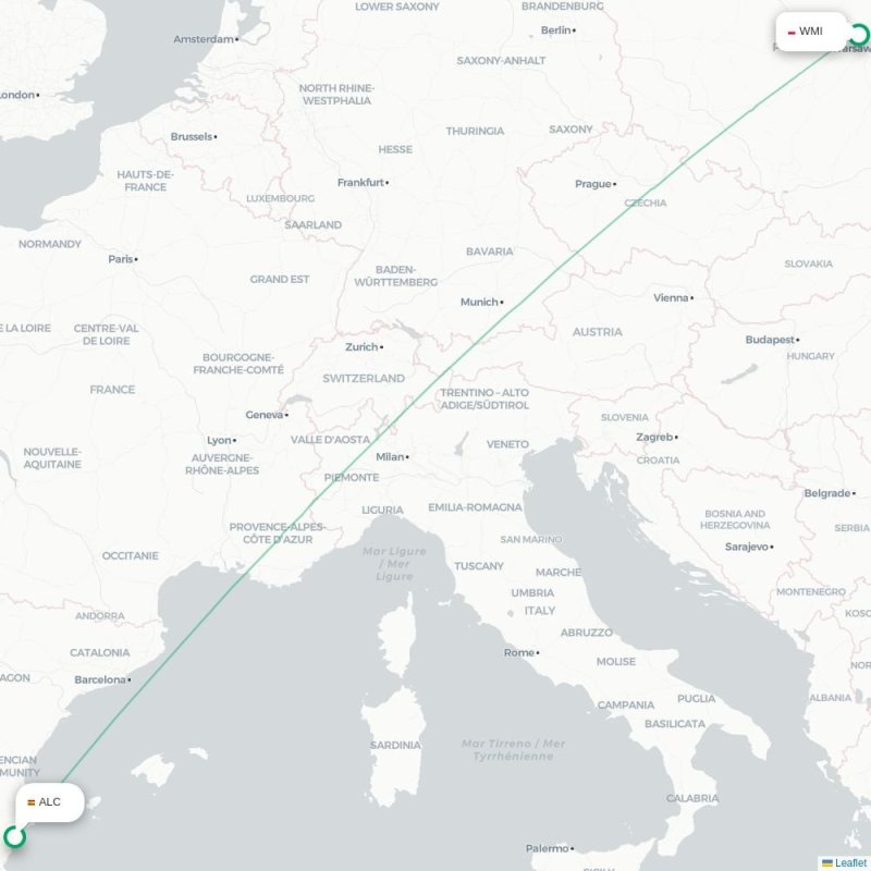 ALC - WMI route map