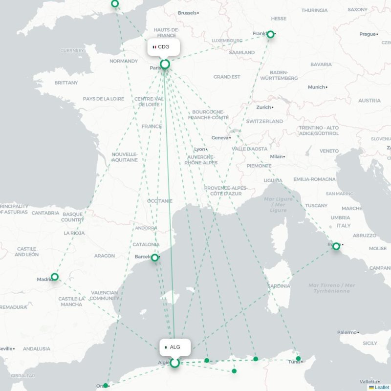 ALG - CDG route map