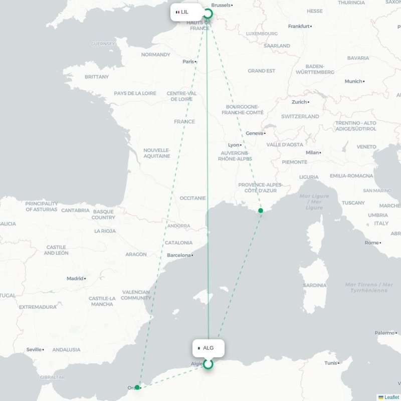 ALG - LIL route map