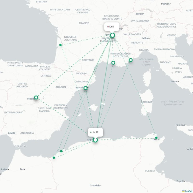 ALG - LYS route map