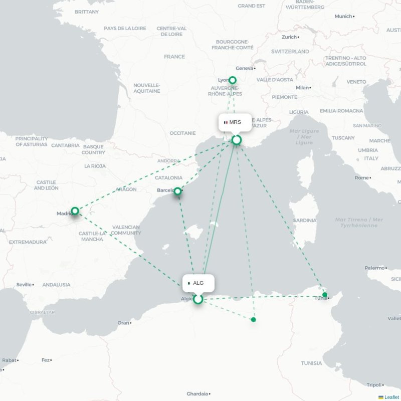 ALG - MRS route map