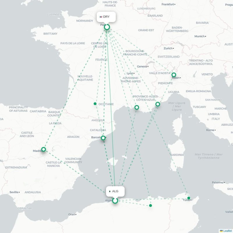 ALG - ORY route map