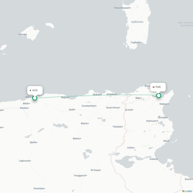 ALG - TUN route map
