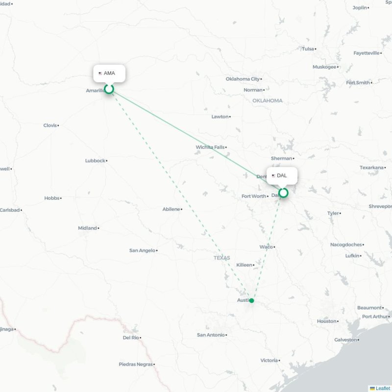 AMA - DAL route map